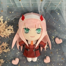Zero Two Plush, Q Version Zero Two PPcotton Plush Doll 20cm/7.9inch Anime Model Game Character Statue Collection Decoration for Anime Fans Gift