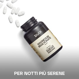 Bulk Magnesio Bisglicinato in Compresse, 500mg, 200mg di Magnesio Attivo, Alta Assorbibilità, Riduce la Stanchezza, 180 Compresse