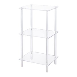 Aquiver Acrylic Tall Side Table - 3 Tier End Table for Small Spaces - Tall Nightstand Clear Bedside Table for Living Room, Bedroom - 15.7" L x 11.8" W x 30.8" H
