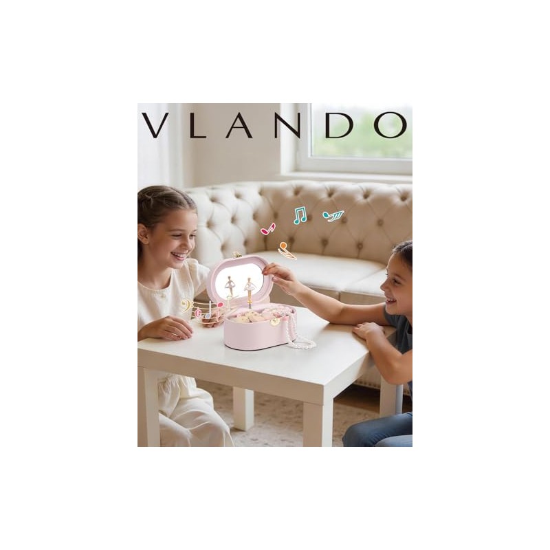 VLANDO Joyero musical para niñas, diseño ovalado con bailarina giratoria
