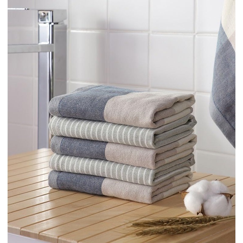 Set of 2 Kitchen Towels with Loops, Hand Towels, Wipes,
