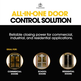 TITAN STRIKE Heavy Duty Automatic Door Closer with Hold Open, Commercial Indoor/Outdoor Adjustable Door Closure, ANSI Grade 1, UL Certified, ADA Compliant, (44-330lb, 30-60in) – Black