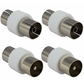 Nesthetics TV Aerial Coaxial Cable Connectors - Premium Nickel Plated 2x Male and 2x Female Connectors for Seamless Signal Transmission - Coaxial TV Aerial Connector Kit RF Coax Aerial Adapters