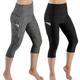 Soft Pocketed Capri Yoga Leggings for Workout & Running Women's XXL/Linen Grey 5ea