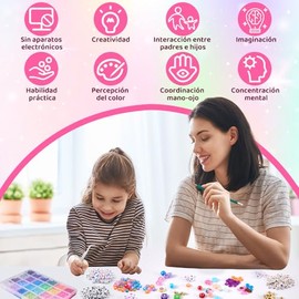 Lukovee Kit de Hacer Pulseras para Niñas, 10900PCS Cuentas de Pony para Hacer Collares Bisutería Manualidades, DIY Cuentas Planas de Arcilla para Pulseras con Colgantes/Letras, Regalos de Navidad Niña