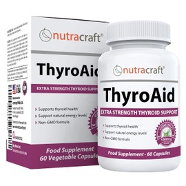 ThyroAid #1 Thyroid Support Supplement | Premium Thyroid Formula & Energy Support with Kelp, Iodine, Ashwagandha, Selenium, B12, Copper & More | 1 Month Supply (Non-GMO)