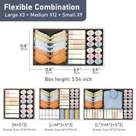 DIMJ Drawer Organizer Clothes Storage - 24 Pack Baby Dresser Organizer for Nursery, Small Fabric Closet Drawer Organizer Bins for Underwears Socks, Foldable Storage Dividers Organization for Bedroom