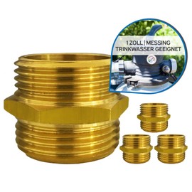 kör4u 4 x Double Nipple Brass, 1 Inch x 1 Inch, Male Thread, Connector, Double Connection, Suitable for Drinking Water