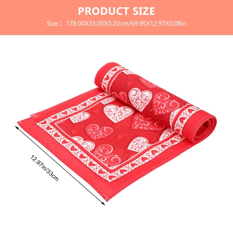 Gadpiparty Romantic Heart Printed Table Runner Valentine's Day Decor Kitchen