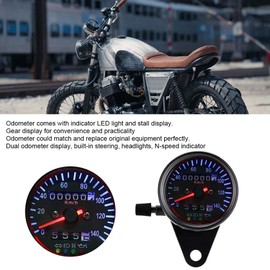 KIMISS 12V Universal Moto Odómetro, retroiluminación LED Motocicleta Dual Odometer Velocímetro Gauge Kit Cafe Racer
