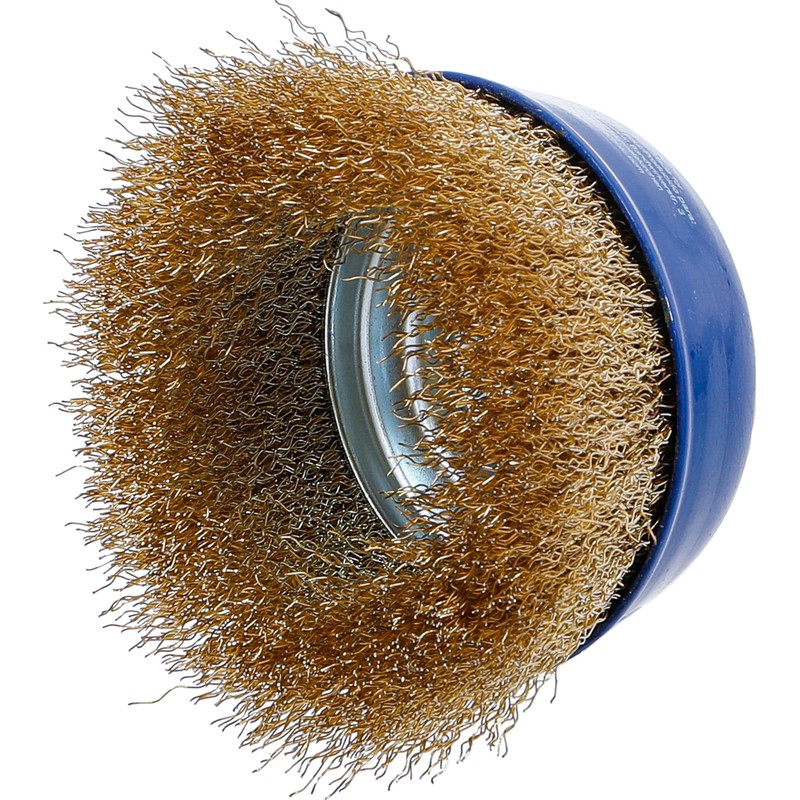 BGS 3987 Brass Coated Wire Cup Brush, Gold/Blue, 100 mm