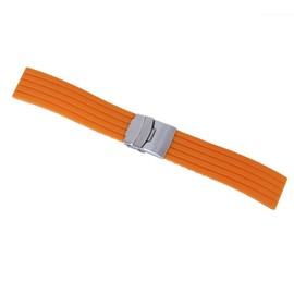 Gleader Orange Rubber Watch Strap Band Deployment Buckle Waterproof 22mm