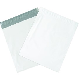 Poly Mailer Envelopes, 20" x 24" x 4", White, Self-Seal with Tear Strip, Gusseted, Waterproof and Puncture Resistant, for Shipping Bulky Items, Books and Catalogs, Pack of 100