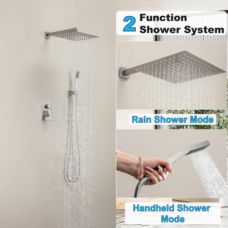 ShiureBath 10 Inch Shower Faucet Set, Rainfall Shower System with