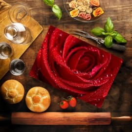 DAJDC Red Rose Flower Love Kitchen Glass Cutting Board Decorative Valentine's Mothe...