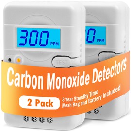 LSENLTY Residential Carbon Monoxide Alarming, 3 Years Standby Time Carbon Monoxide Monitor, 0-999 CO Detector Range, 85dB Loud Sound Carbon Monoxide Detector for Travel Camping Home 2Pack