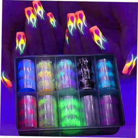Baluue 10rolls Holographic Flame Nail Art Stickers DIY Manicure Sticker for Women Girls Party Birthday Decor