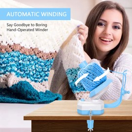 GAESHOW Wool Roller, Ball Winder, Wool Winder Cross Winder, Yarn Winder for Crochet, Hand Operated Wool Wrapping Machines for Knitting Enthusiasts, Yarn Collector (Blue)