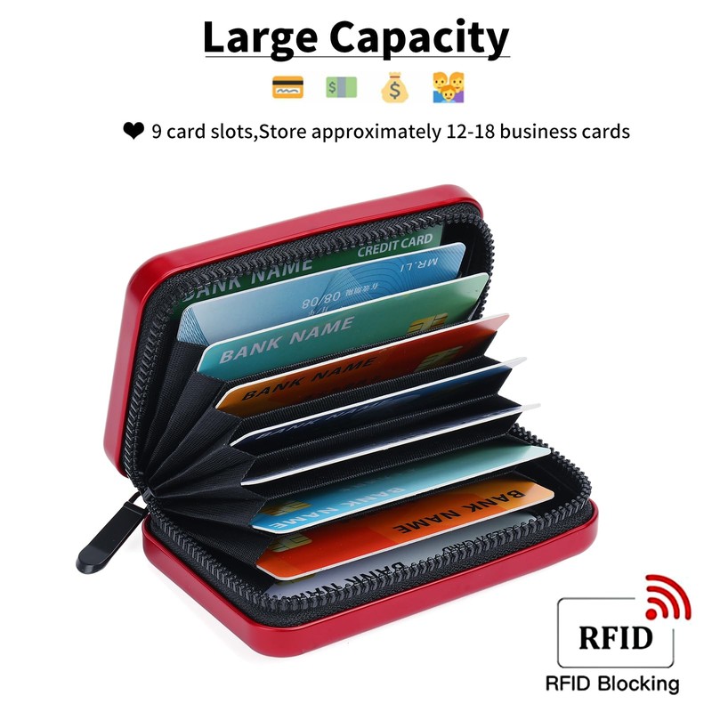 LOUEBICA Credit Cards Holder for Women RFID Blocking Aluminum Zipper
