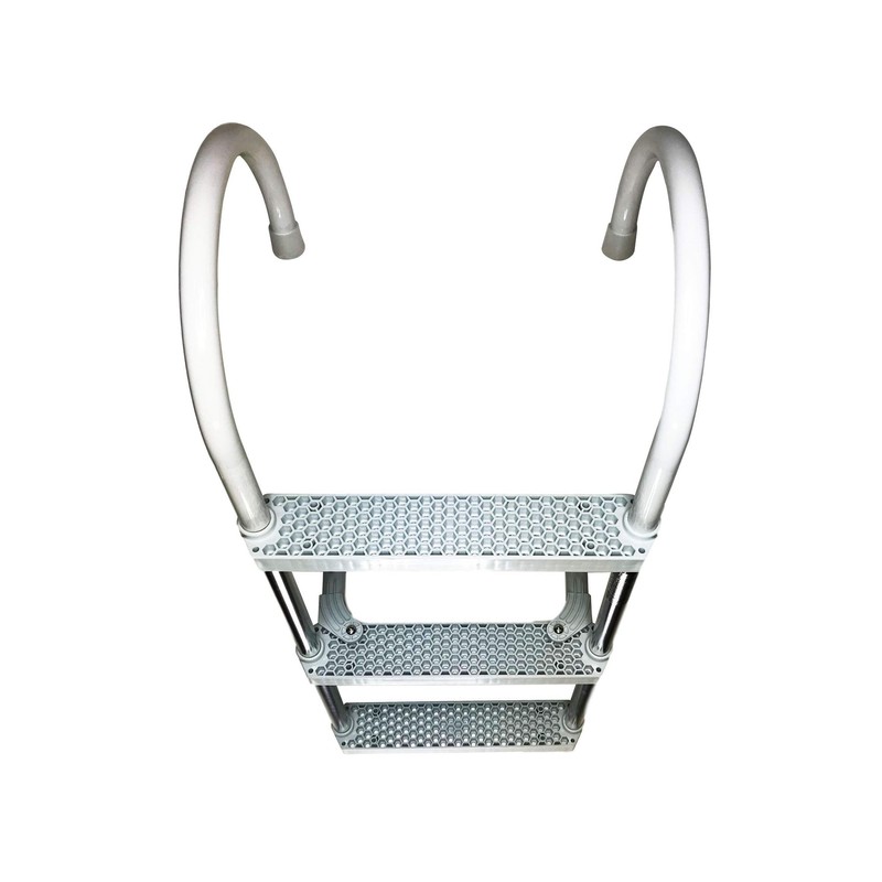 Marine Boat Aluminum White POLYETHYLENE Swim Boarding 3 Steps Ladder