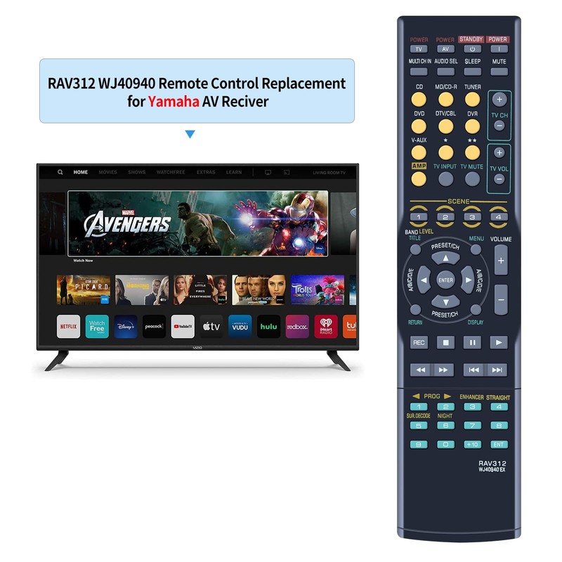PZL RAV312 WJ40940 Replacement Remote Control for Yamaha AV Receiver
