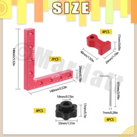 Mardatt 2Pcs 90 Degree Positioning Squares, 5.5" x 5.5" Aluminum Alloy Corner Clamps Right Angle Clamps L-Type Carpenter Corner Clamp for Woodworking Picture Frame Cabinets Drawers