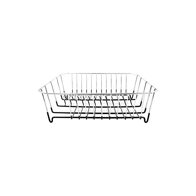 APOLLO Chrome Rectangular Dish Drainer with cutlery holder, 364x314x120 mm