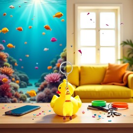 Jizlan Yellow Mini Shrilling Screaming Chicken Keychain, Rubber Squeeze Screaming Chicken, Gags Practical Joke Pendant Keychain Prank Key Chain Novelty for Bag Keys Phones Keyrings