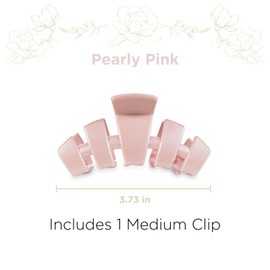 TELETIES - Classic Medium Hair Clip - Spring Collection - Hair Claw Clips for Women - Strong Grip, Bendable Teeth, Curved Design - For All Hair Types and Textures - Pearly Pink