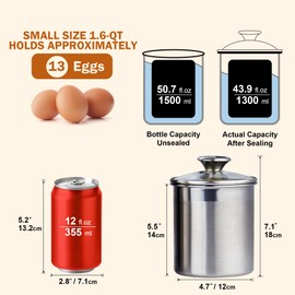 Cooks Standard Stainless Steel Food Jar Storage Canister Set Large 4-Piece, 1.6qt/2.5qt/3.5qt /5qt Airtight Containers with Glass Lid for Tea Coffee Sugar Flour Pantry Kitchen Counter