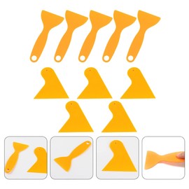 CIYODO 10pcs Car Film Scraper Car Tint Car Squeegee Yellow Tint Film Car Wrap Tools Plastic Scraper Blades Membrane Removing Scraper Triangle Scraper Small Spatula Window Abs Plastic