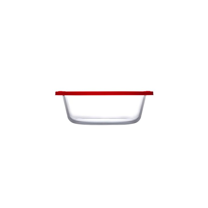 Pasabahce Borcam Plastic Red Lid Round Transparent Casserole Dish 1.45