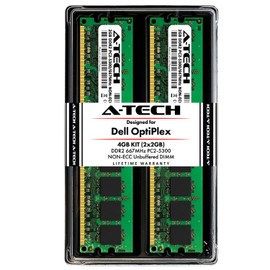 A-Tech 4GB (2X 2GB) Memory RAM Kit for Dell OptiPlex 755, 745, 740, GX620, GX520, 360, 330, 160, FX160, (MT, DT, SFF, USFF) - DDR2 667MHz PC2-5300 Non-ECC DIMM Modules