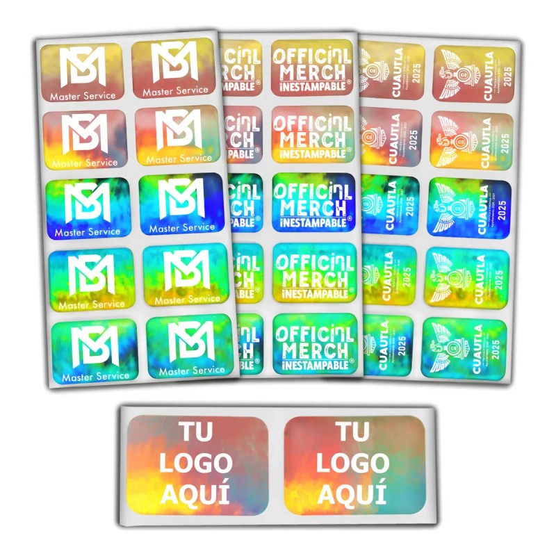 500 Hologramas Plastificados 28x20 Mm Logo Texto Num Serie