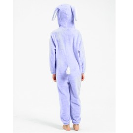 IKALI Girls Rabbit Pyjamas Animal Onesie for Children Hoodie Jumpsuit Easter Role Play Violet Costume Party Outfit