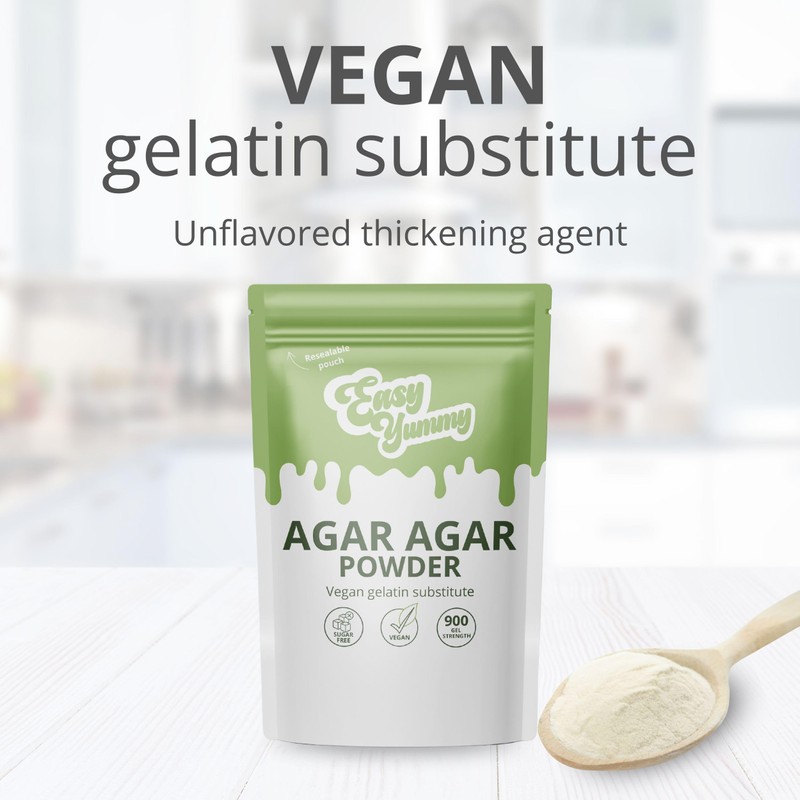 Easy Yummy Agar Agar Powder (250 g), Vegan Gelatin Powder,