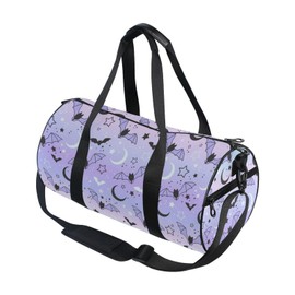 Sletend Round Duffel Sports Bag Purple Bat Moon Lightweight with Inner Pocket Gym Bag for Men Women Duffle Bag for Travel Sports