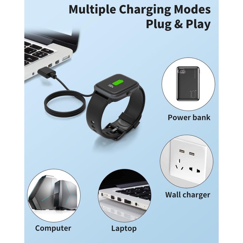 YANMONGI Smart Watch Charger for TORJALPH 3.3Ft/100cm 2 Pin USB
