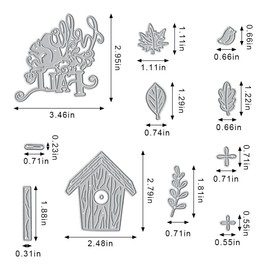 Autumn Fall House Cutting Dies, Squirrel Leaf Birds Flower Leaves Words Die Cuts Embossing Stencil for Card Making Scrapbooking Paper Craft Album Stamps DIY Décor