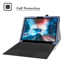 LiuShan Compatible with Dell Latitude 7200/7210 2-in-1 Tablet Case, PU Leather Slim Folding Stand Cover for 12.3" Tablet, Blue
