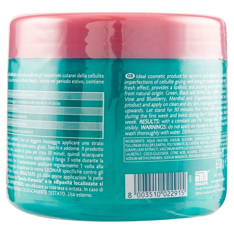 Geomar White Clay Anti-Cellulite Mud for Delicate Skin, 500 ml