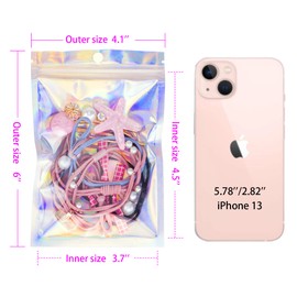 CANLENPK 10.5 x 15 cm/4.1 x 6 Inch Holographic Mylar Bags, Colorful Foil Bags, Food, Jewellery, Candy, Mylar Storage, Rainbow Aluminium Foil