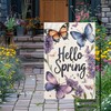 PureGorm Hello Spring Garden Flag with Butterflies and Lilac Flowers