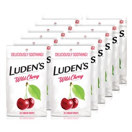 Luden's Sore Throat Drops, For Minor Sore Throat Relief, Wild Cherry, 30 Count, 12 Pk