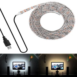 FOLGEMIR 5 Metres - 300 LEDs Strip, TV LED Backlight, 2835 Warm White Strip for HDTV USB TV Lighting, Waterproof - IP65