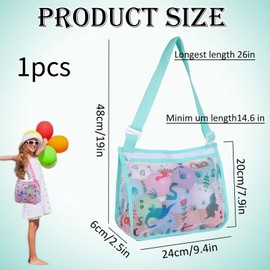 LHLZNB Mesh Beach Bag, Shell Net Tote, beach bag,Foldable Seashell Collecting Sand Bags for Kids Toddlers Boy Girl Holding Pool Beach Accessories Toy Shells Clothes Towels (Light Blue)