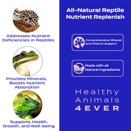 HealthyAnimals4Ever Reptile Nutrient Replenish - Comprehensive Mineral & Vitamin Support for Balanced Nutrition, Skin Health, Growth & Vitality - 300 Count