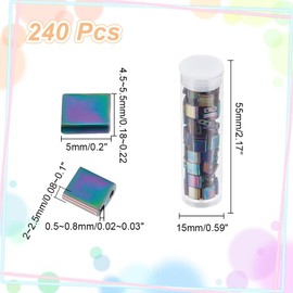 NBEADS Pack of 240 Colourful Tila Beads, 2-Hole Glass Beads, Rectangular Mini Beads, Flat Japanese Glass Beads, Loose Spacer Beads for Making Jewellery, Bracelets, Necklaces, 5 x 5 mm