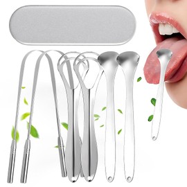 Limpiador De Lengua, Raspadores De Lengua Reutilizable, cepillo de lengua Acero Inoxidable De 6 Piezas, Para Un Aliento Fresco Y Cuidado Bucal