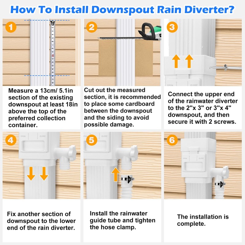 WADEO Rainwater Collection System, Downspout Diverter Fits for 2"x 3"